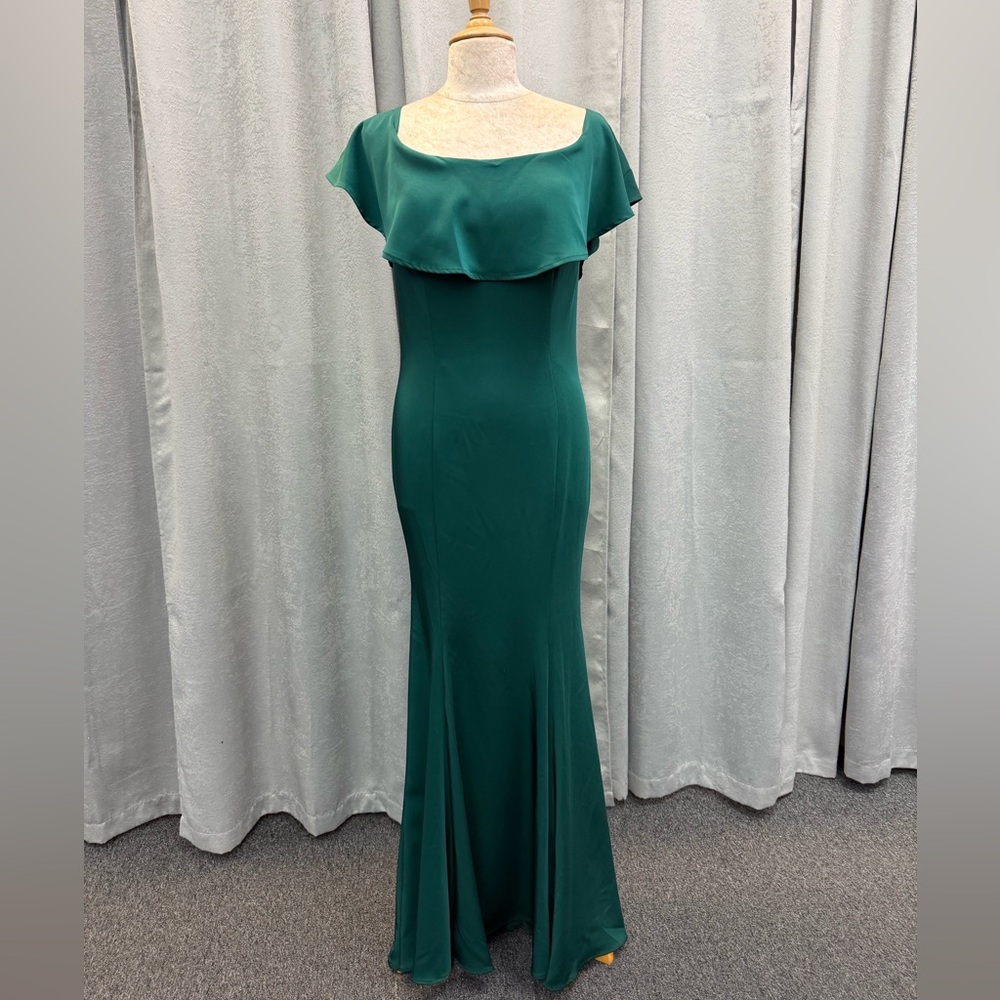EUREKA green off the shoulder gown